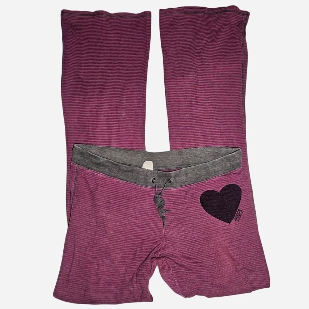 2011 victorias secret PINK grey pink striped low rise flare lounge pants